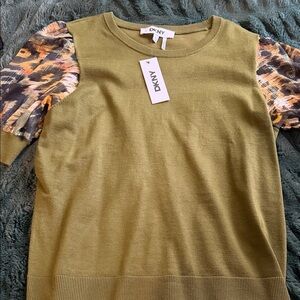 DKNY Olive Top with Artistic Sleeves